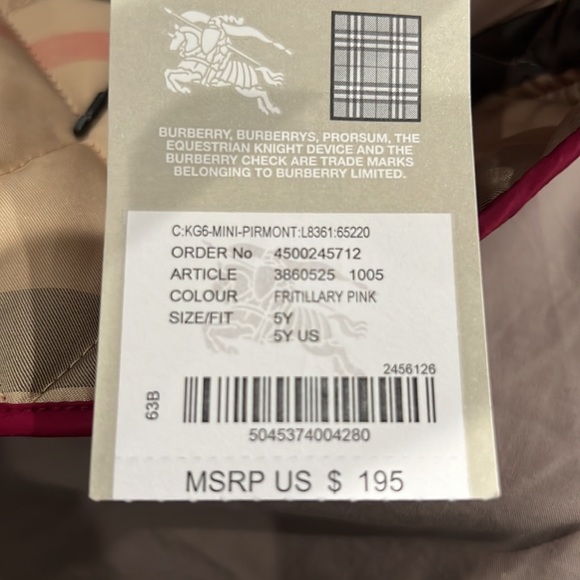 Burberry fall jacket (toddler) - Picture 8 of 8